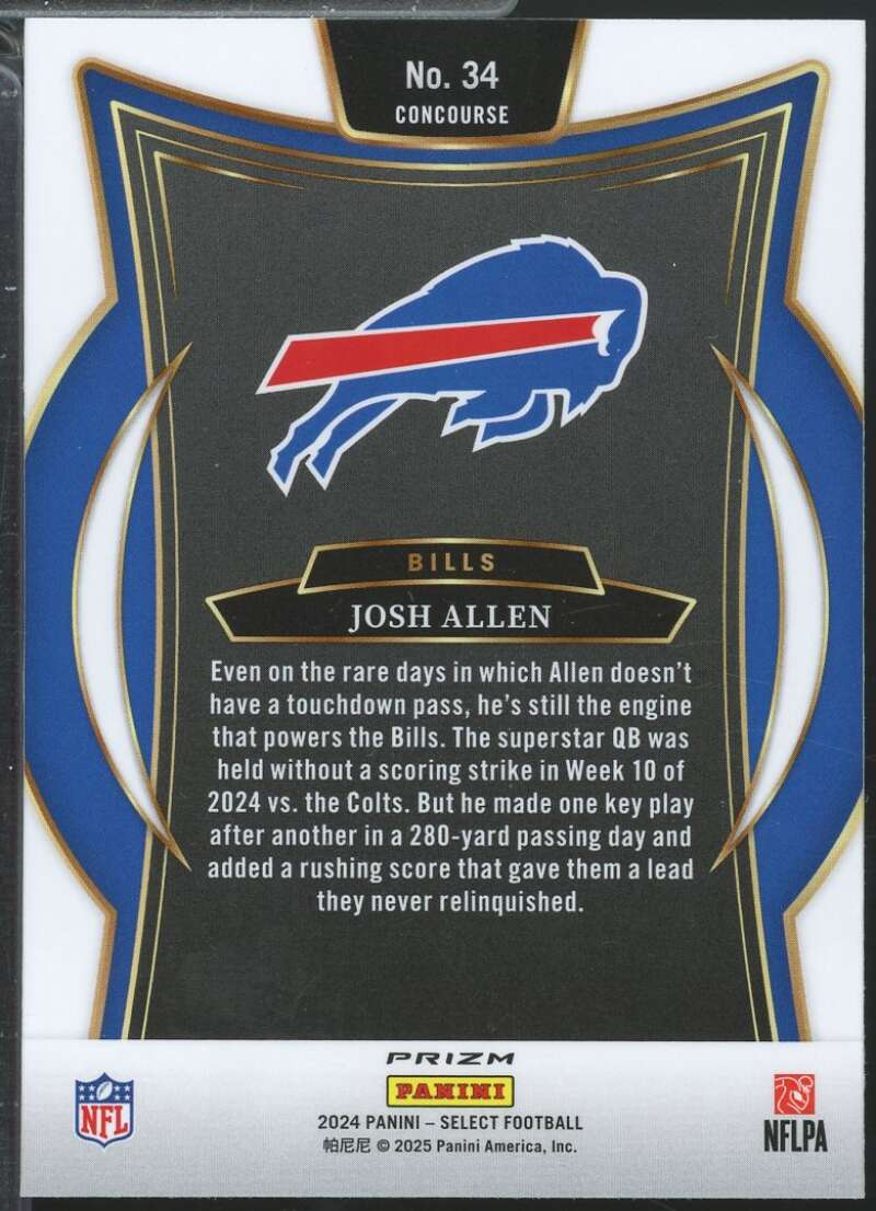 Josh Allen Card 2024 Select Prizm Red and Blue Shock #34  Image 2