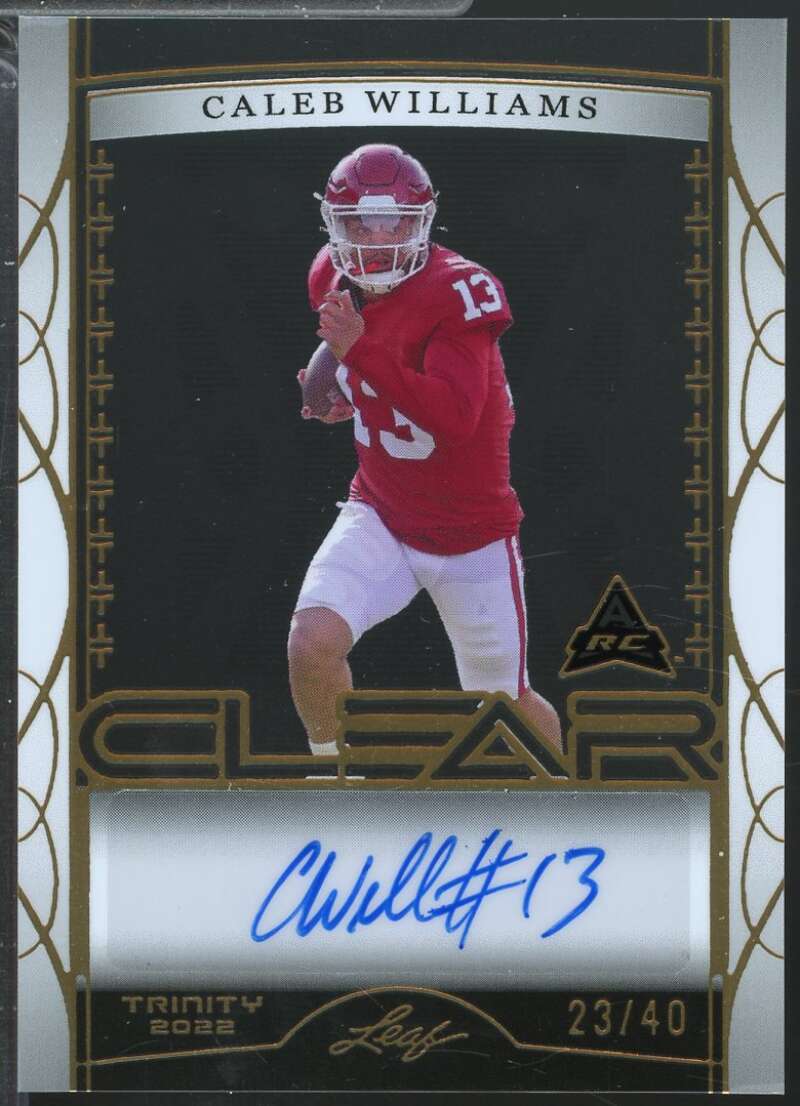 Caleb Williams Card 2022 Leaf Trinity Clear Autograph /40 #CACW2  Image 1