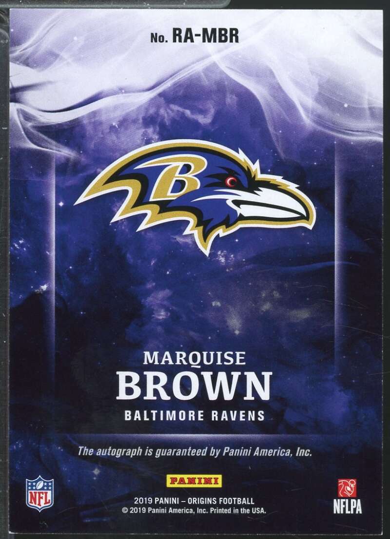 Marquise Brown Rookie Card 2019 Panini Origins Autographs #12  Image 2