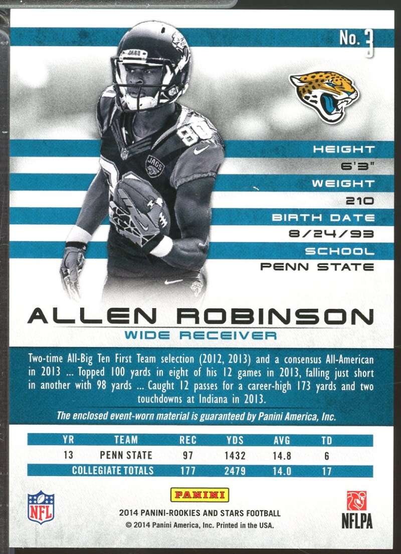 Allen Robinson 2014 Rookies and Stars Materials Longevity Platinum /25 #RMAR  Image 2