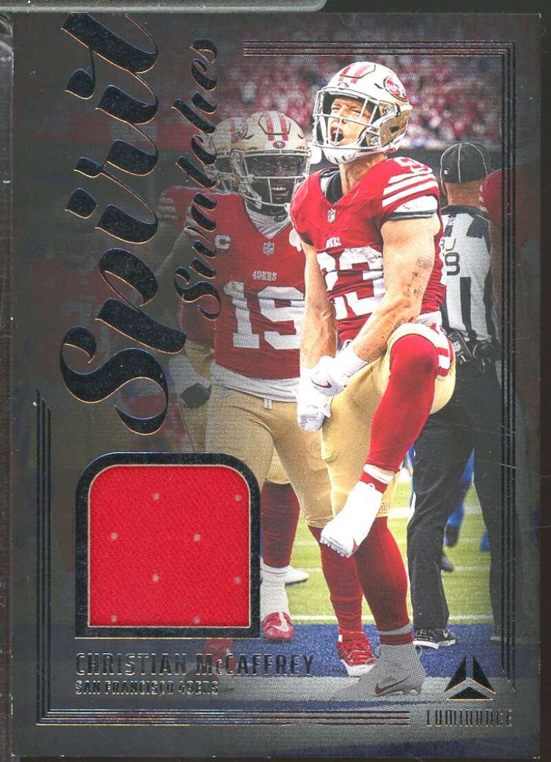 Christian McCaffrey Card 2024 Panini Luminance Spirit Swatches Jersey #9  Image 1