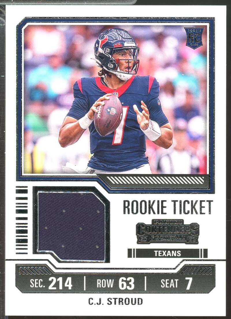 CJ Stroud Rookie Card 2023 Panini Contenders Ticket Swatches Jersey #42  Image 1