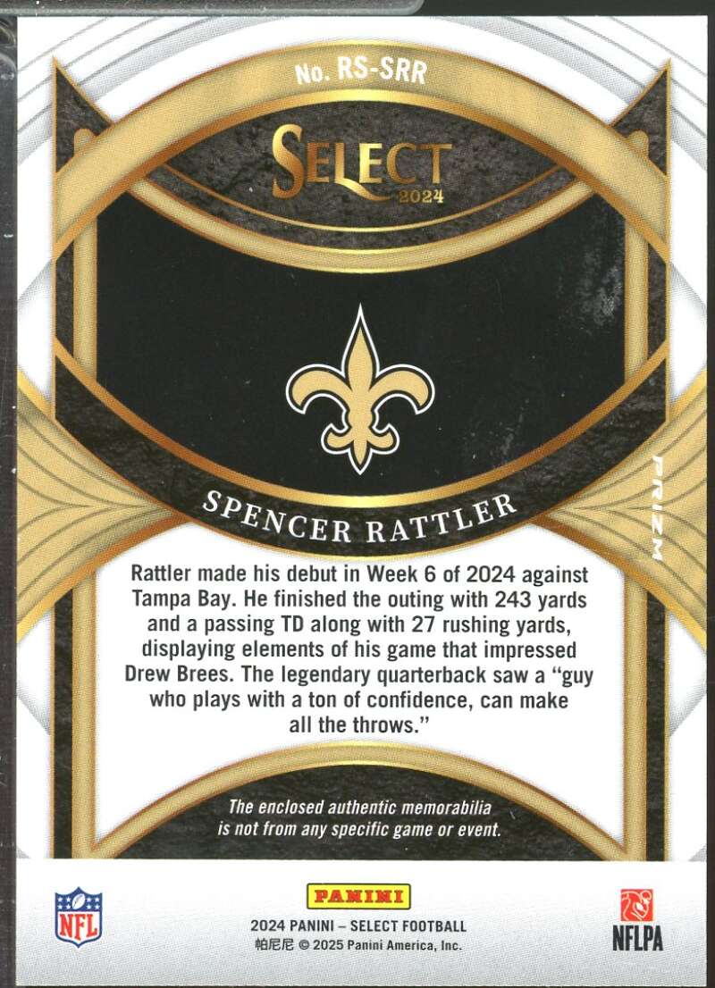 Spencer Rattler Rookie Card 2024 Select Jersey Swatches Prizm Red #16  Image 2