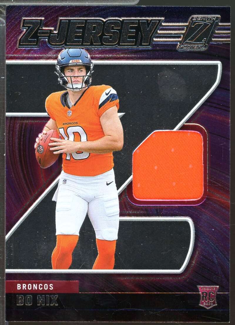 Bo Nix Rookie Card 2024 Zenith Z Jersey #4  Image 1