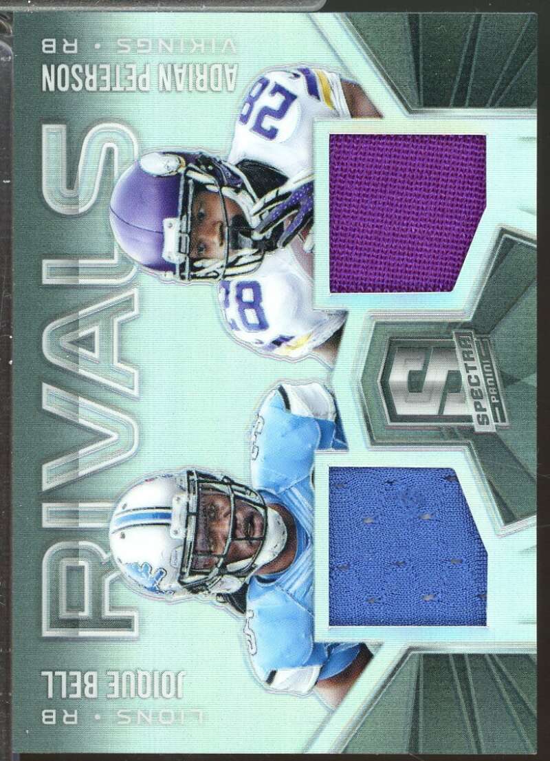 Adrian Peterson Joique Bell Card 2015 Panini Spectra Rivals Jerseys /99 #RVKM  Image 1