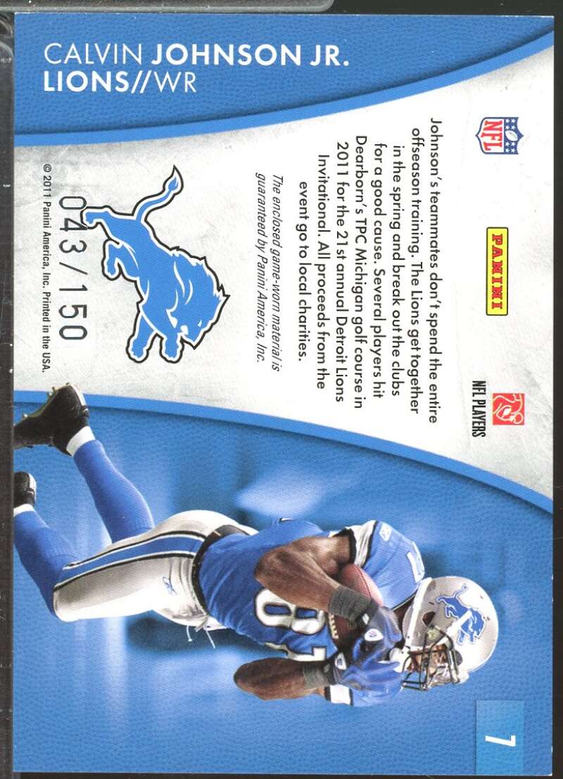 Calvin Johnson Card 2011 Certified Hometown Heroes Jersey Materials /150 #7  Image 2
