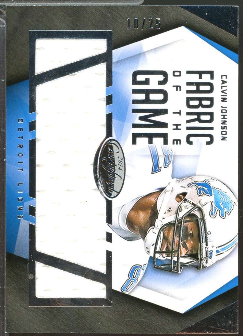 Calvin Johnson Card 2014 Certified Fabric of the Game Jersey /25 #63  Image 1