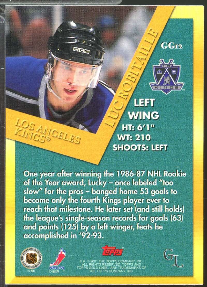 Luc Robitaille Card 2000-01 Topps Gold Label Golden Greats #GG12  Image 2