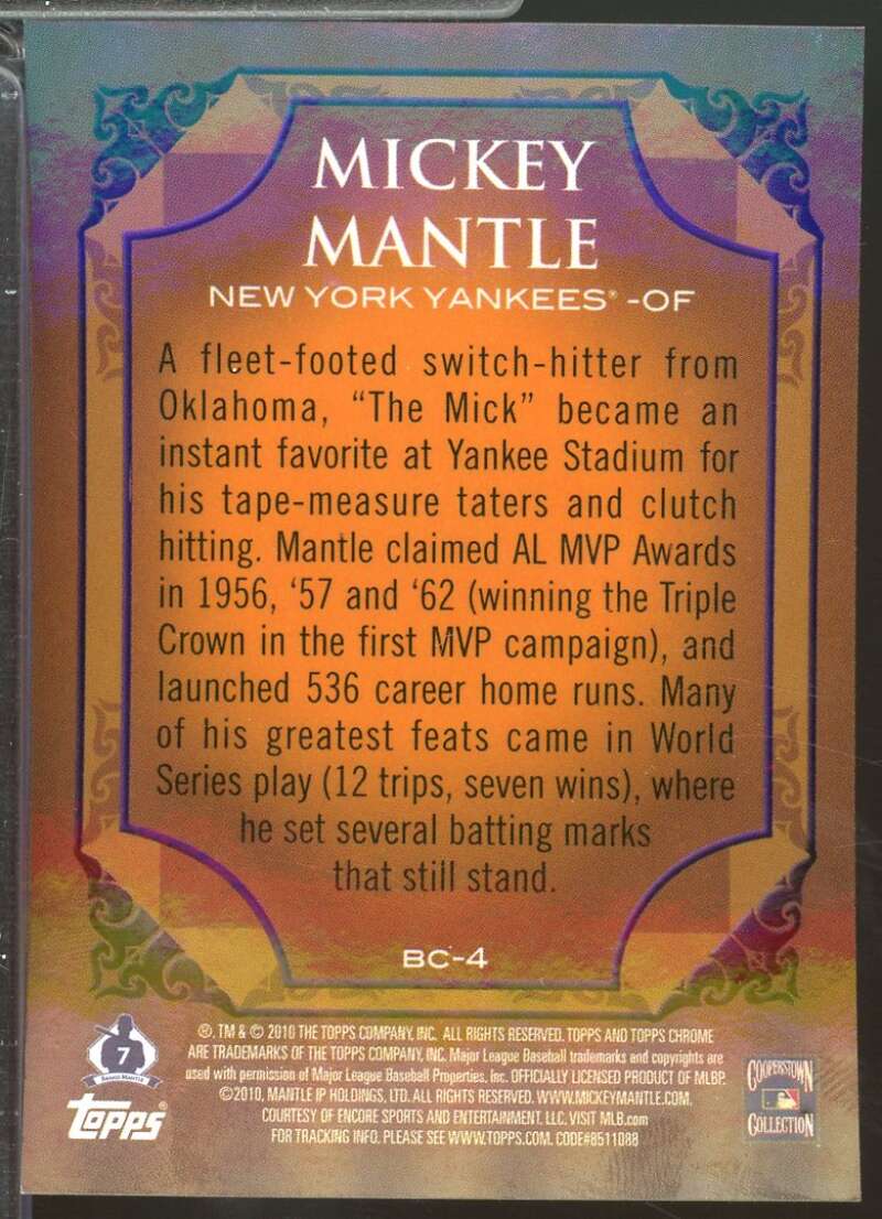 Mickey Mantle Card 2010 Topps Chrome Target Exclusive Refractors #BC4  Image 2