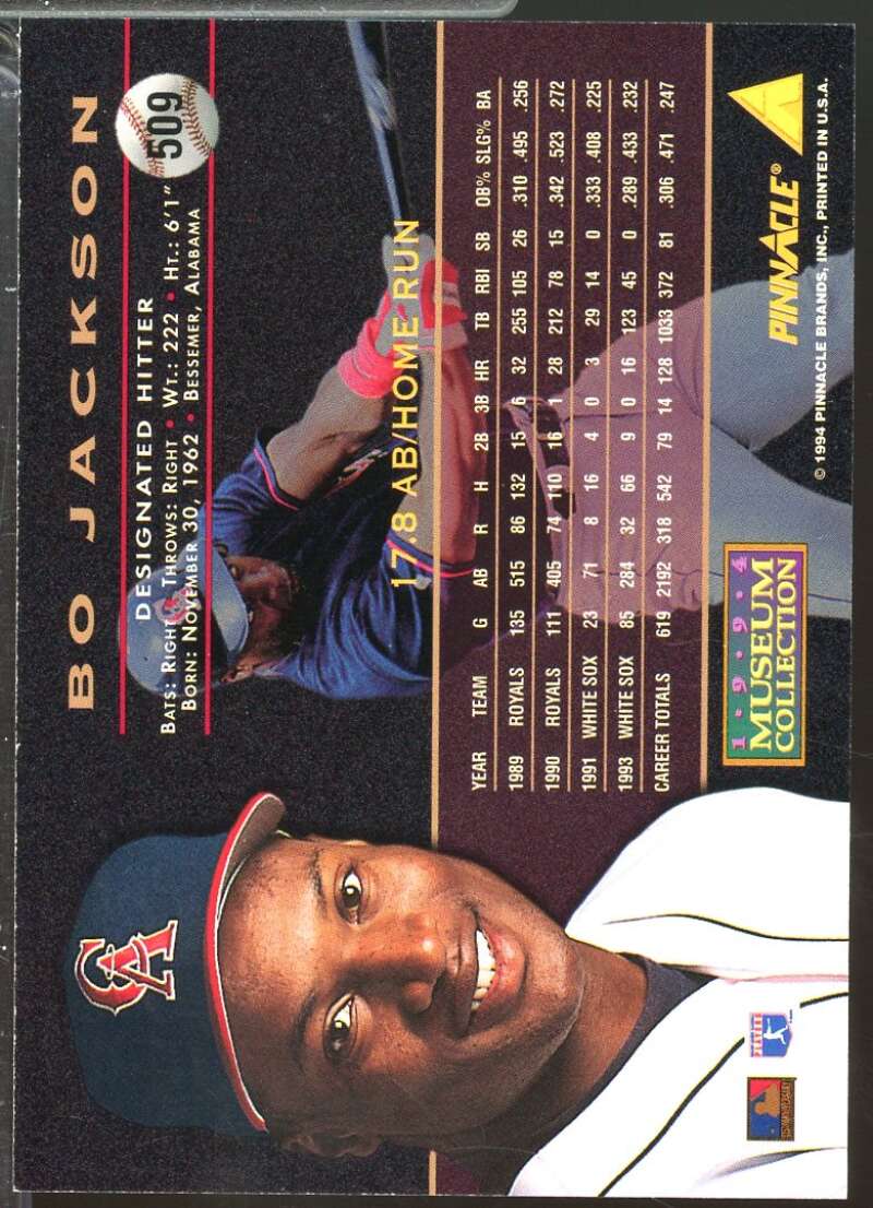 Bo Jackson Card 1994 Pinnacle Museum Collection #509  Image 2