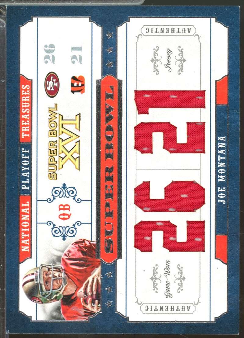 Joe Montana 2008 National Treasure Super Bowl Jersey Material Final Score 25 #8  Image 1