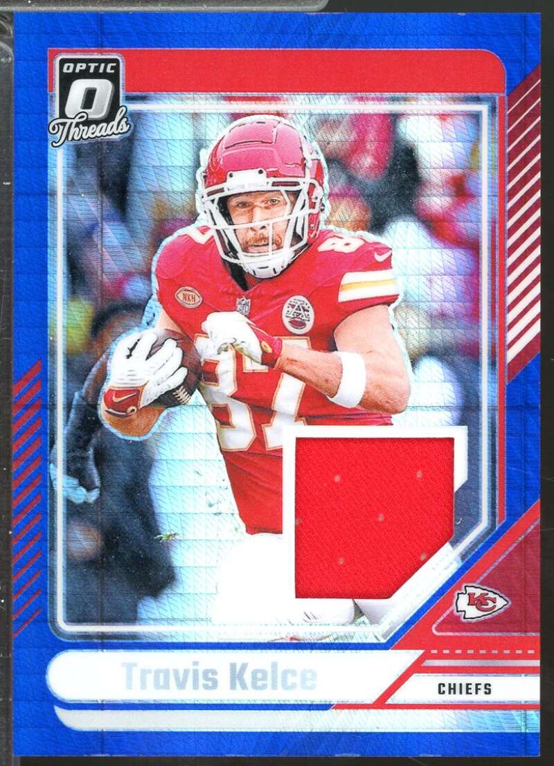 Travis Kelce Card 2024 Donruss Optic Threads Jersey Blue Hyper #11  Image 1