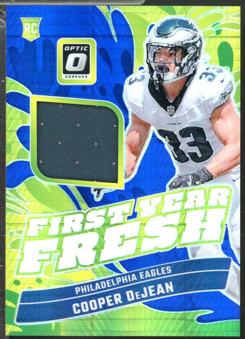 Cooper DeJean Rookie 2024 Donruss Optic First Year Fresh Jersey Blue Hyper #32  Image 1