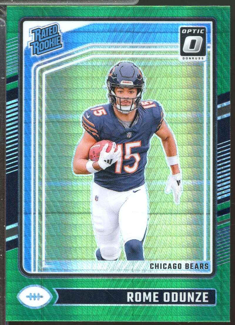 Rome Odunze Rookie Card 2024 Donruss Optic Rated Green Hyper #286  Image 1