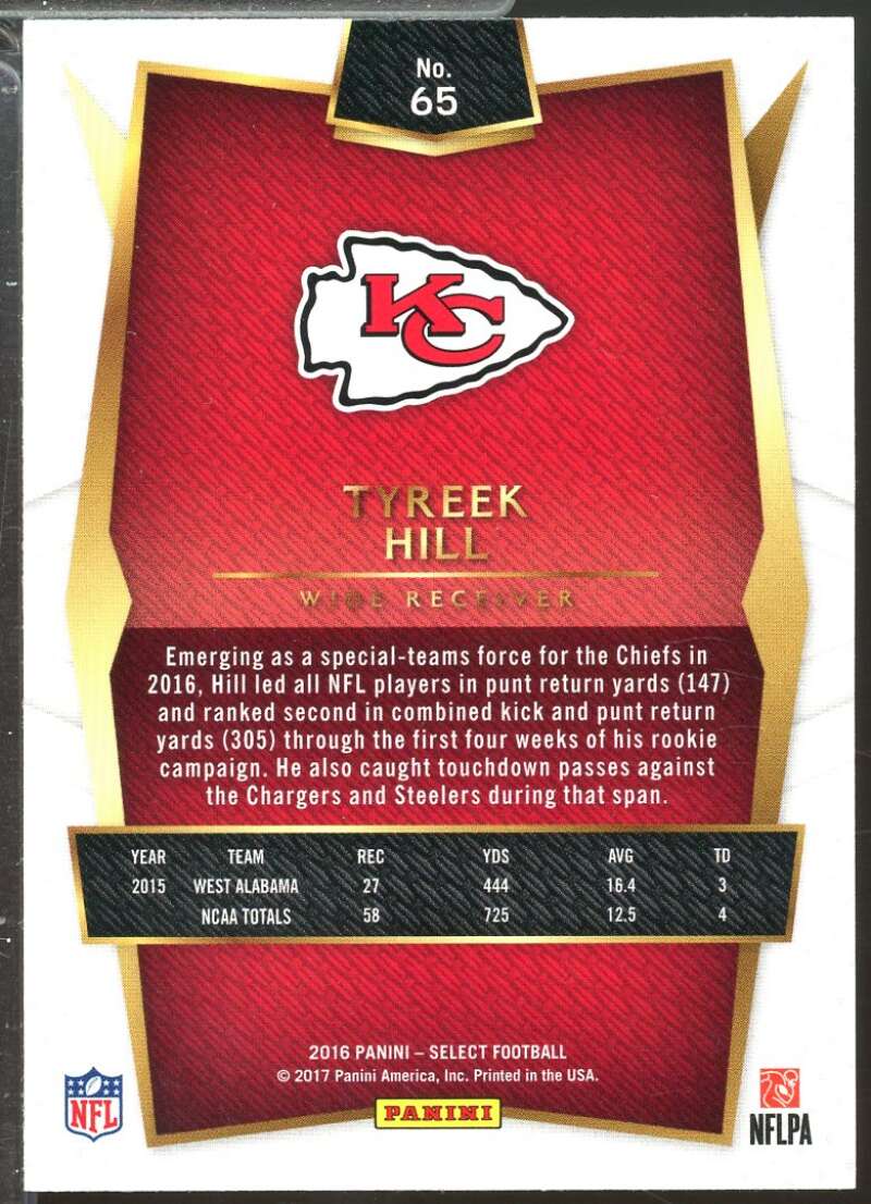 Tyreek Hill Rookie Card 2016 Select Prizm Silver #65  Image 2