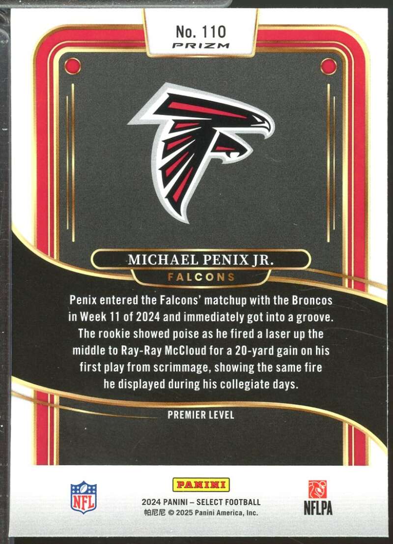 Michael Penix Jr. Rookie Card 2024 Select Prizm Red and Blue Shock #110  Image 2