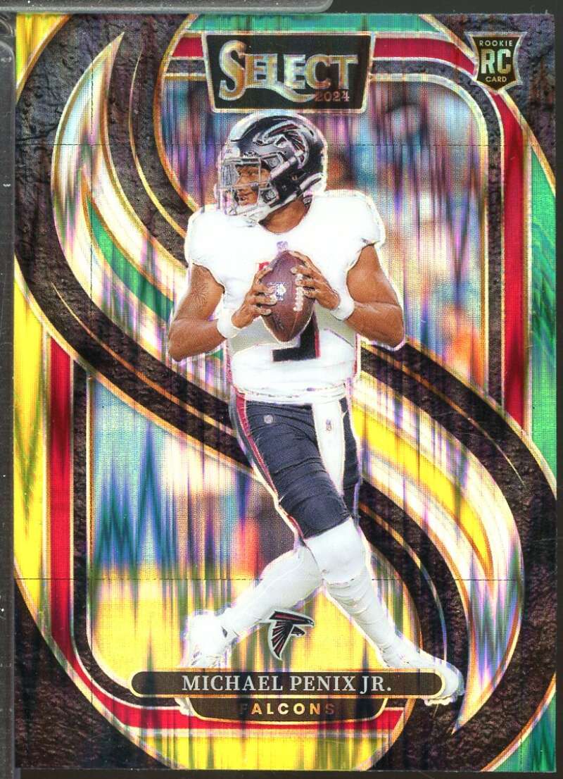 Michael Penix Jr. Rookie Card 2024 Select Prizm Green and Yellow Shock #110  Image 1