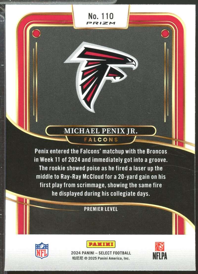 Michael Penix Jr. Rookie Card 2024 Select Prizm Green and Yellow Shock #110  Image 2