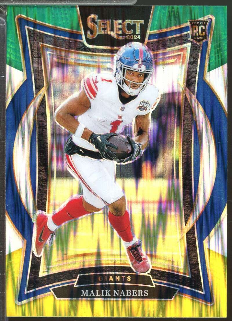 Malik Nabers Rookie Card 2024 Select Prizm Green and Yellow Shock #29  Image 1