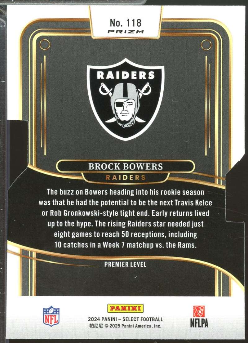 Brock Bowers Rookie Card 2024 Select Prizm Silver Die Cut #118  Image 2