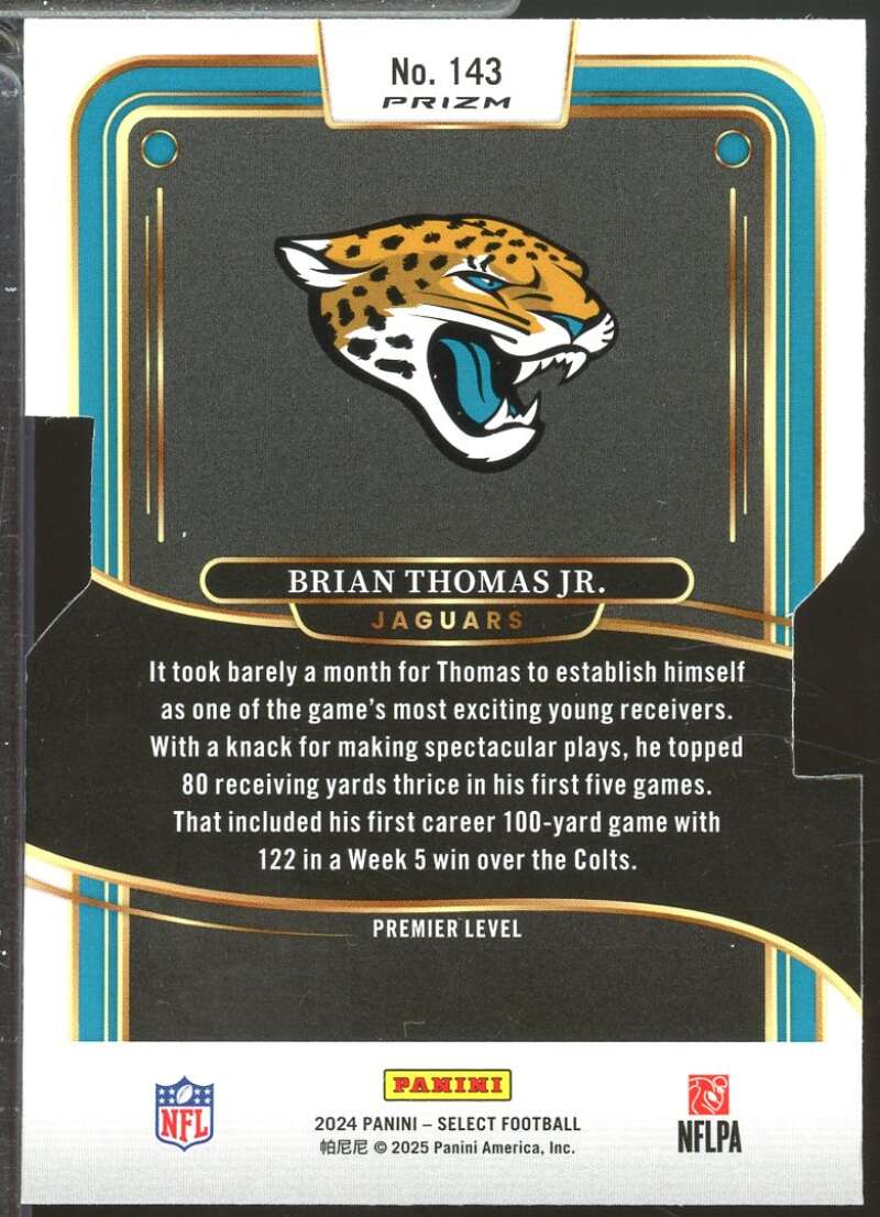 Brian Thomas Jr. Rookie Card 2024 Select Prizm Silver Die Cut #143  Image 2