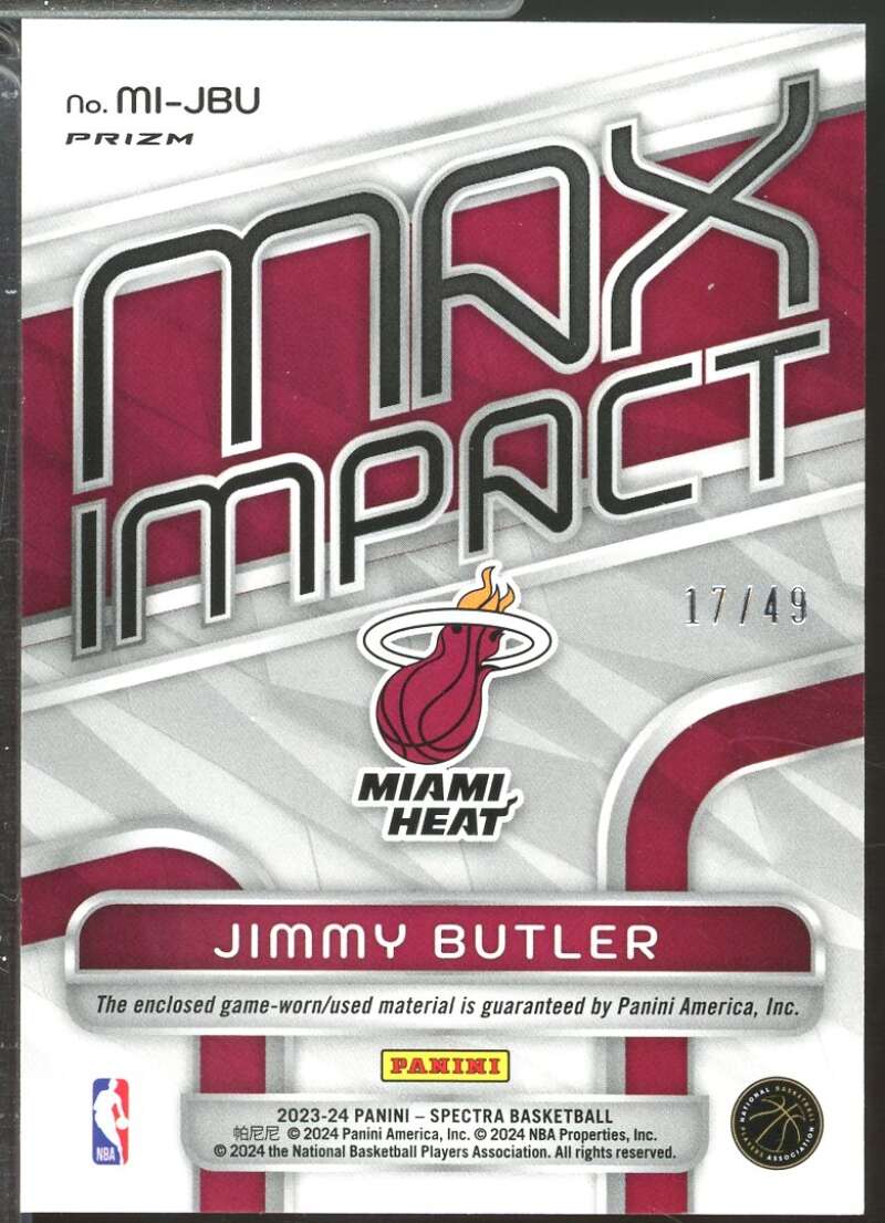 Jimmy Butler Card 2023-24 Panini Spectra Max Impact Jerseys Astral /49 #21  Image 2