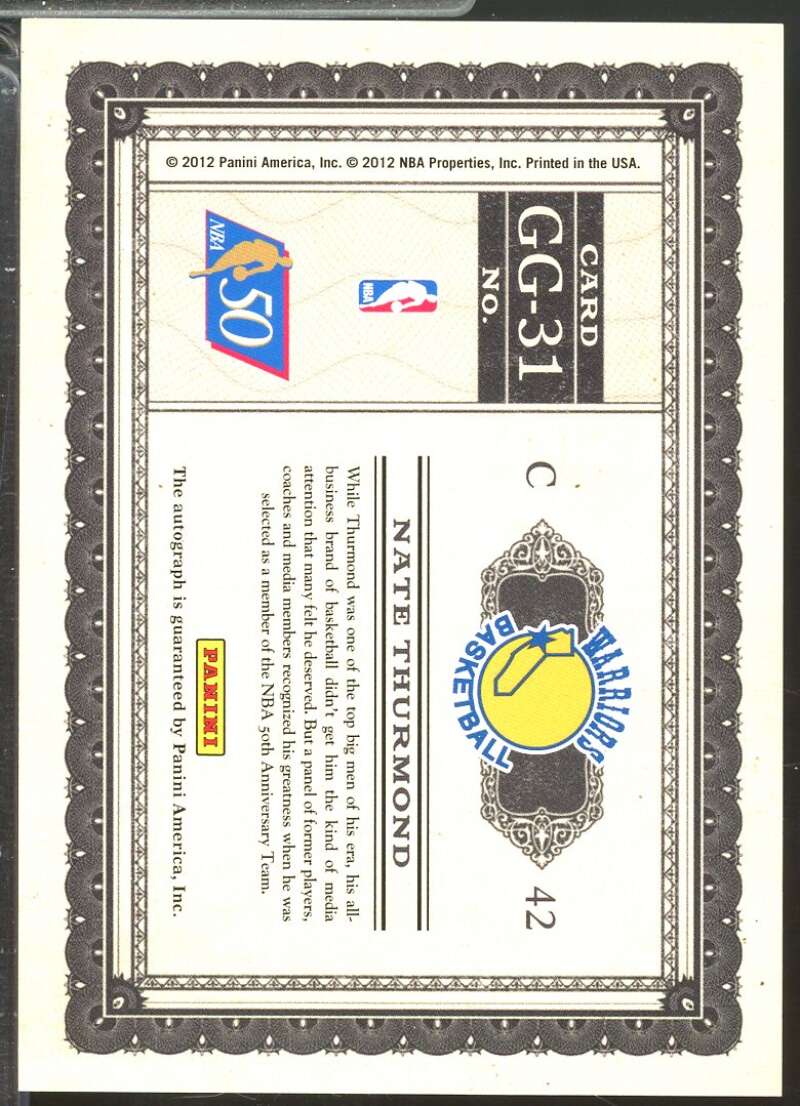 Nate Thurmond Card 2011-12 Panini Gold Standard Greatest Autographs /149 #31  Image 2