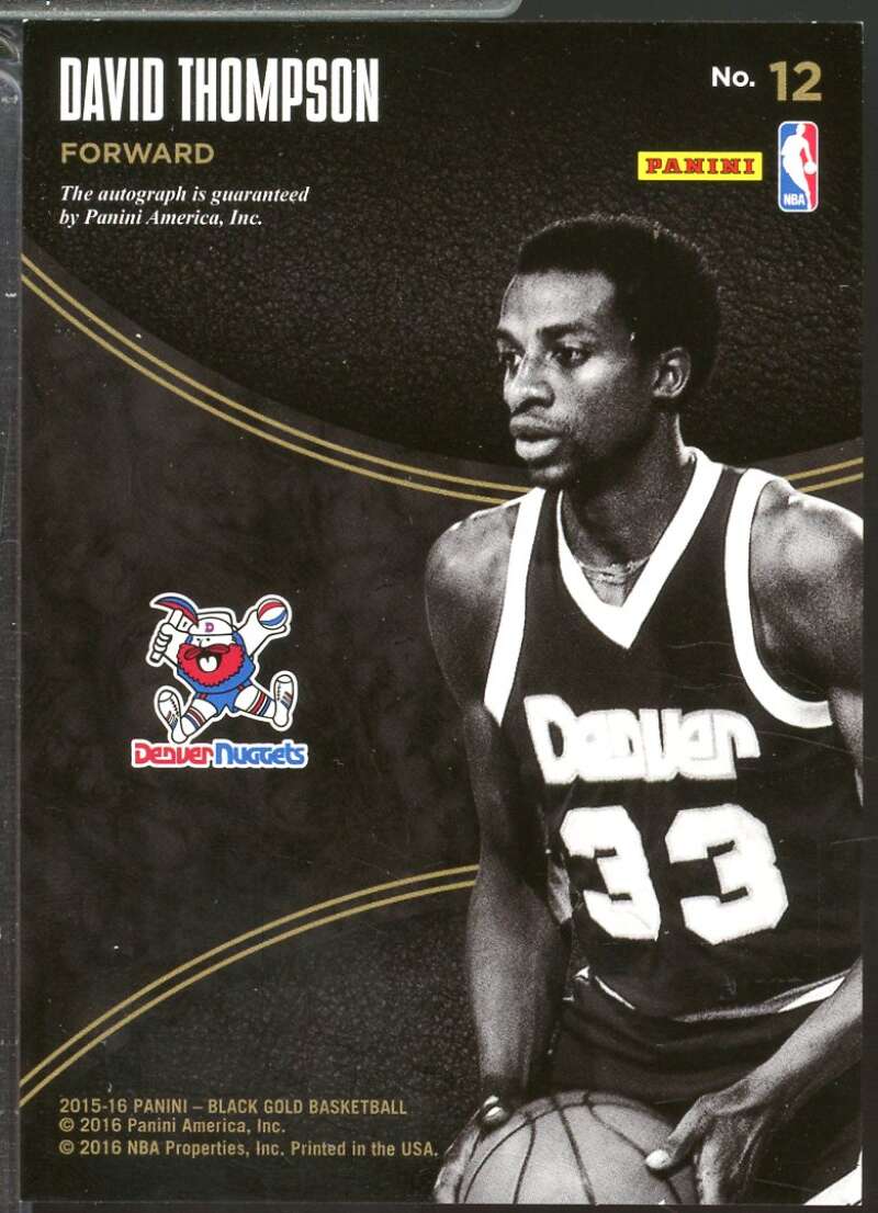 David Thompson Card 2015-16 Panini Black Gold Vintage Autographs /149 #12  Image 2