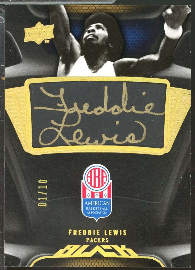 Freddie Lewis Card 2008-09 UD Black ABA Autographs Gold /10 #ABAFL  Image 1