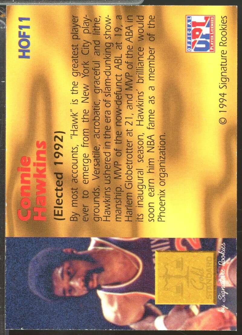 Connie Hawkins 1994 Signature Rookies Gold Standard HOF Autographs /2500 #11  Image 2