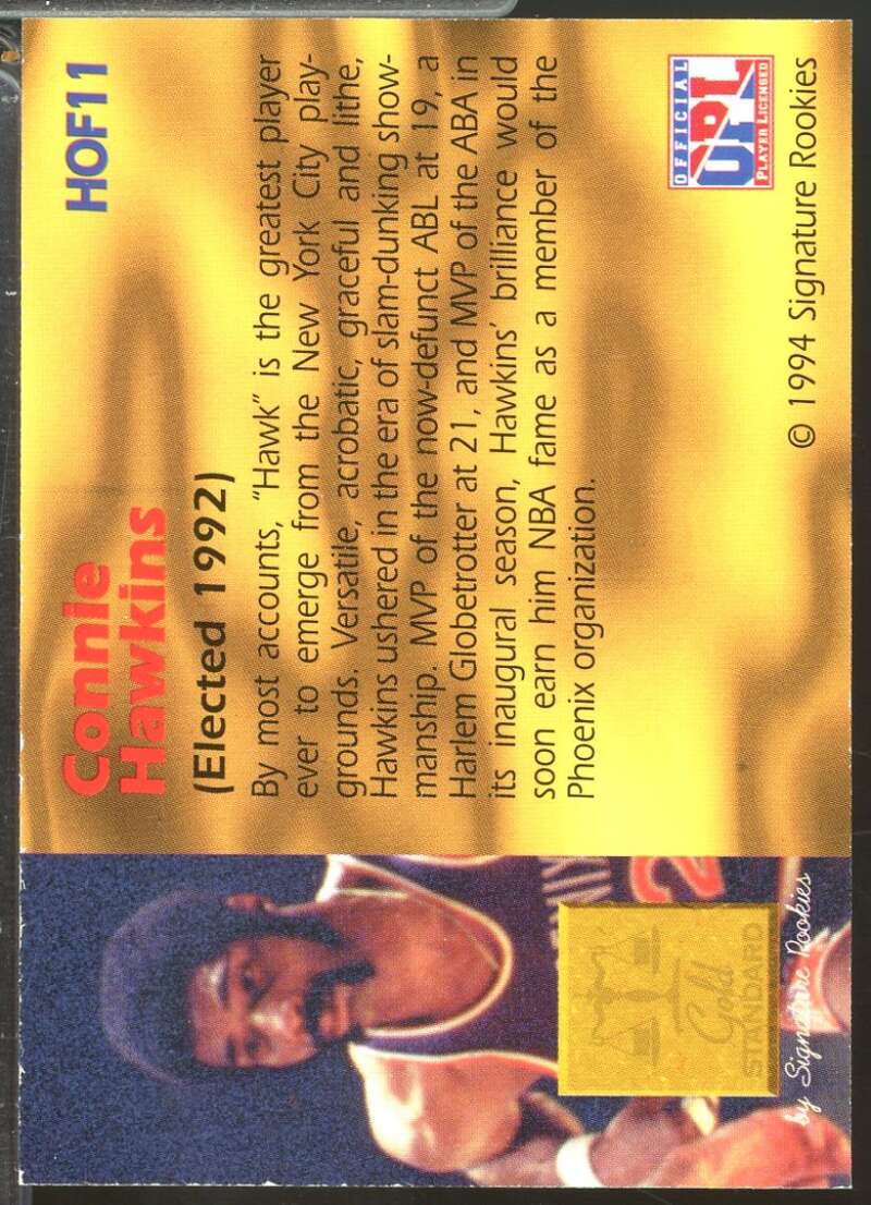 Connie Hawkins 1994 Signature Rookies Gold Standard HOF Autographs /2500 #11  Image 2