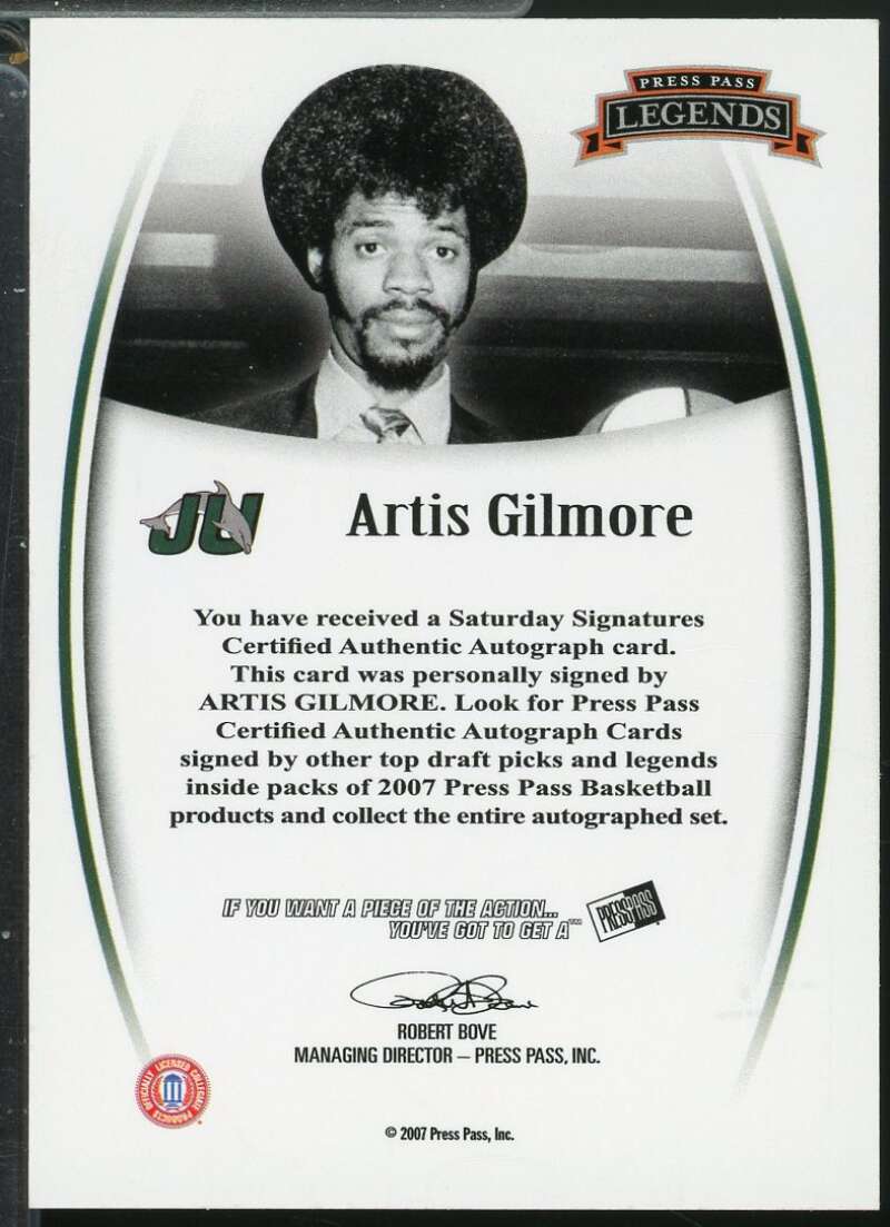 Artis Gilmore Card 2007-08 Press Pass Legends Signatures Red Autograph #75  Image 2