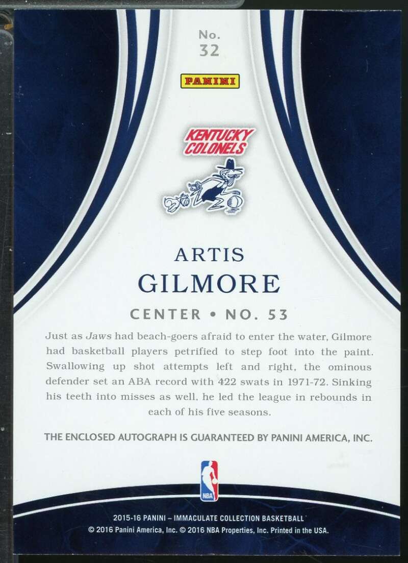 Artis Gilmore Card 2015-16 Immaculate Collection Autographs Bronze /75 #32  Image 2