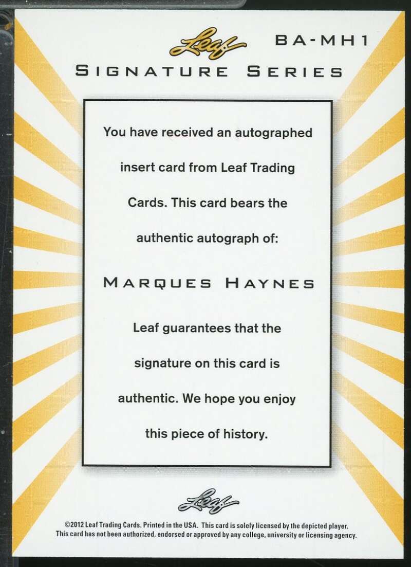 Marques Haynes Card 2012-13 Leaf Signature Series Autograph #MH1  Image 2