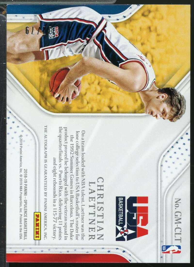 Christian Laettner Card 2018-19 Panini Opulence Gold Medal Autographs /79 #4  Image 2