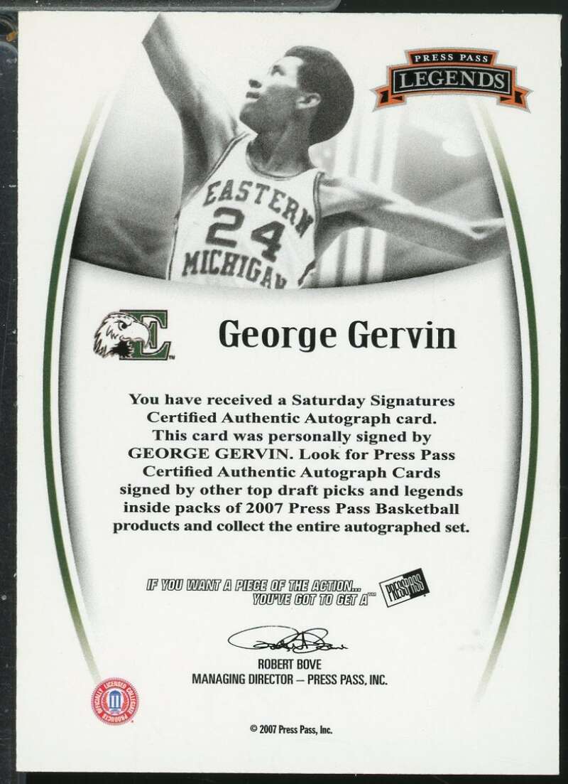 George Gervin Card 2007-08 Press Pass Legends Signatures Autograph #72  Image 2