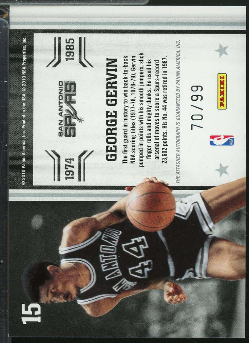 George Gervin Card 2010-11 Limited Retired Numbers Signatures Autograph /99 #15  Image 2