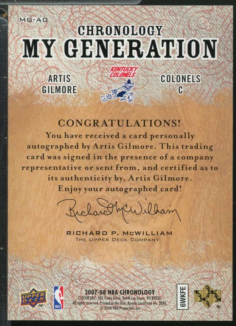 Artis Gilmore 2007-08 Upper Deck Chronology My Generation Autograph /71 #MGAG  Image 2