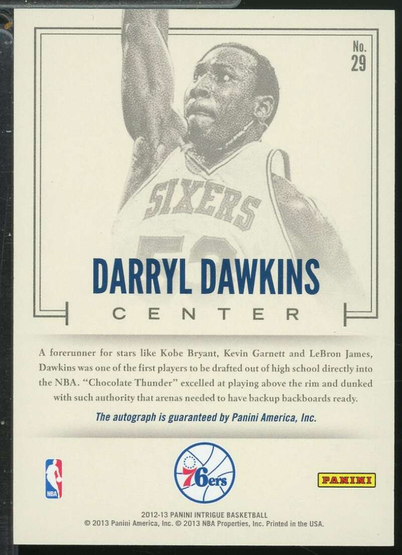 Darryl Dawkins Card 2012-13 Panini Intrigue Slam Ink Autograph /199 #29  Image 2