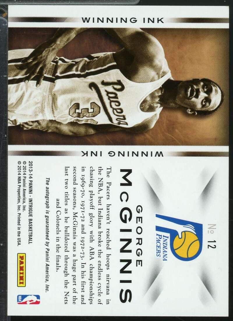 George McGinnis Card 2013-14 Panini Intrigue Winning Ink Autograph /25 #12  Image 2