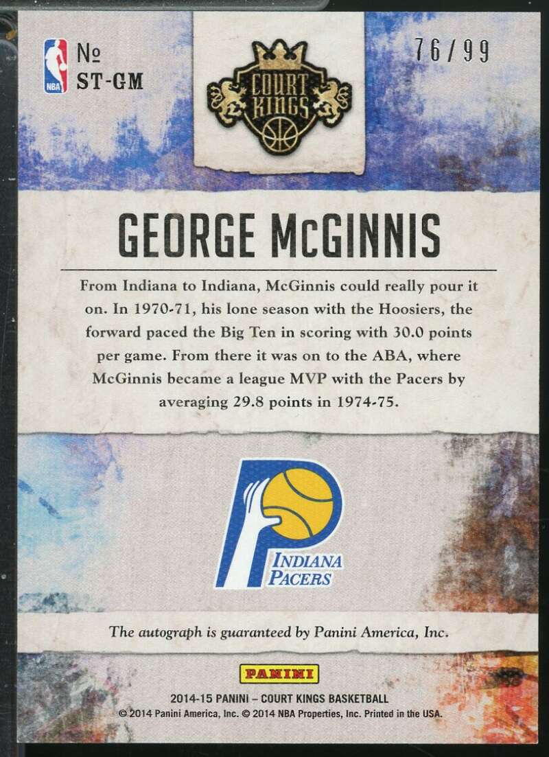 George McGinnis Card 2014-15 Court Kings Studio Signatures Autograph /99 #BTGM  Image 2