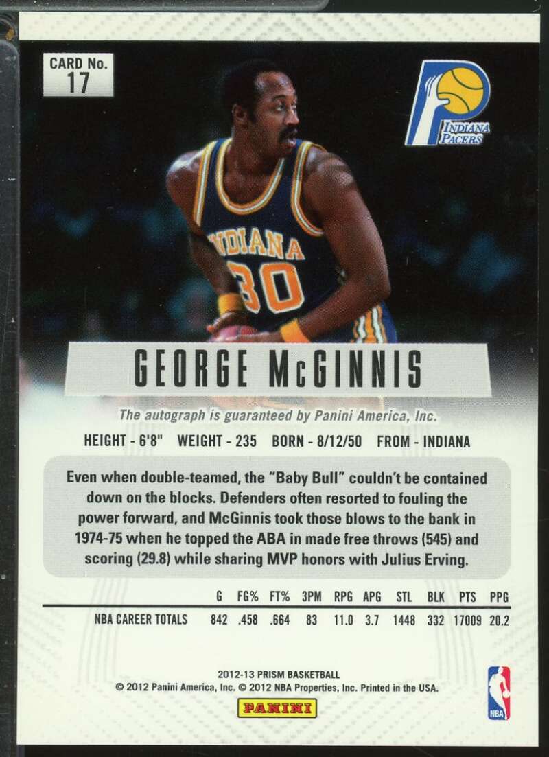 George McGinnis Card 2012-13 Panini Prizm Autographs #17  Image 2