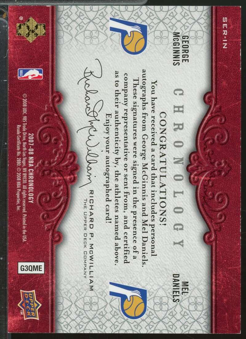George McGinnis Mel Daniels Card 2007-08 Upper Deck Chronology Seriatim /80 #IN  Image 2