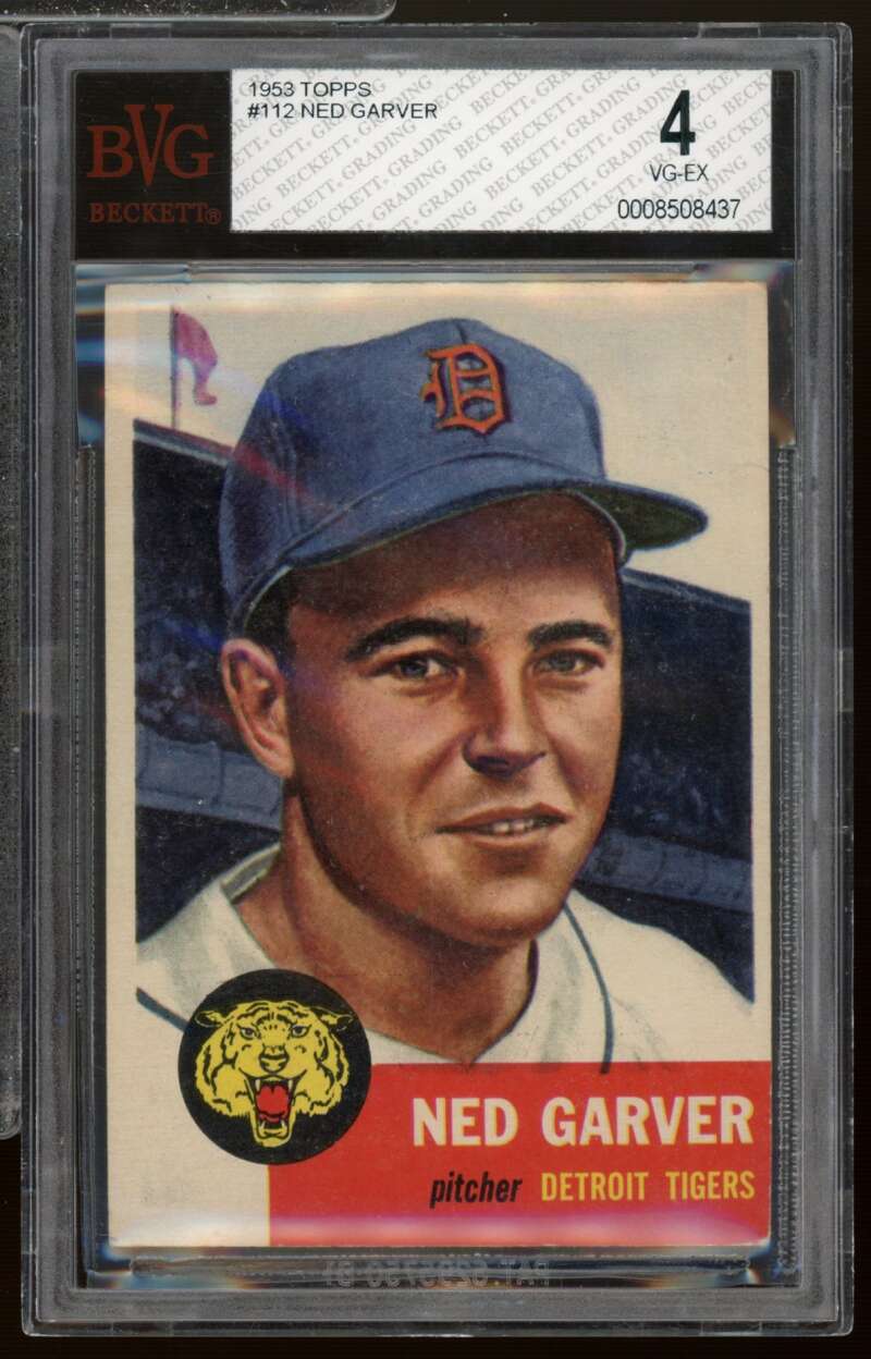 Ned Garver Card 1953 Topps #112 BGS BVG 4 (small crack on holder) Image 1