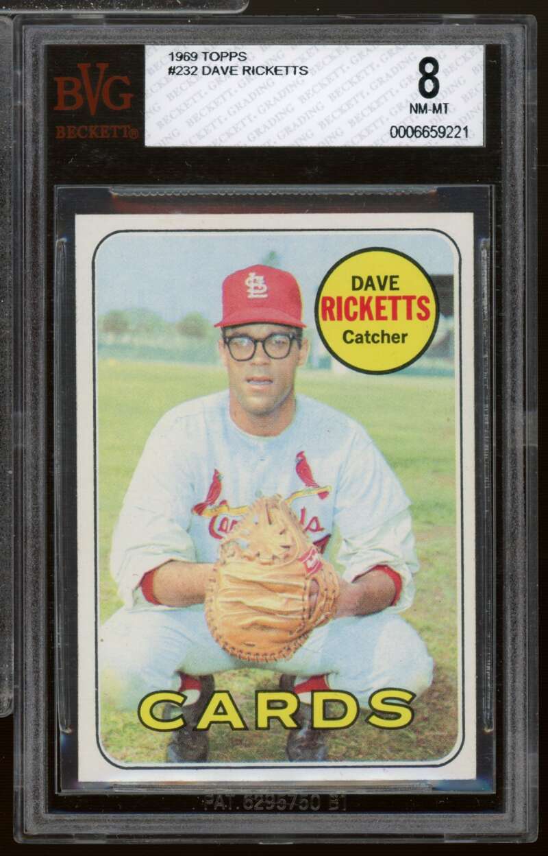 Dave Ricketts Card 1969 Topps #232 BGS BVG 8 Image 1