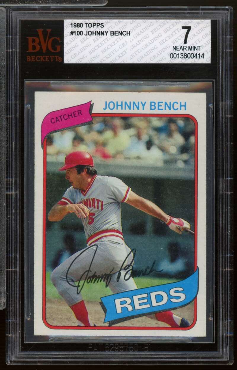 Johnny Bench Card 1980 Topps #100 BGS BVG 7 Image 1