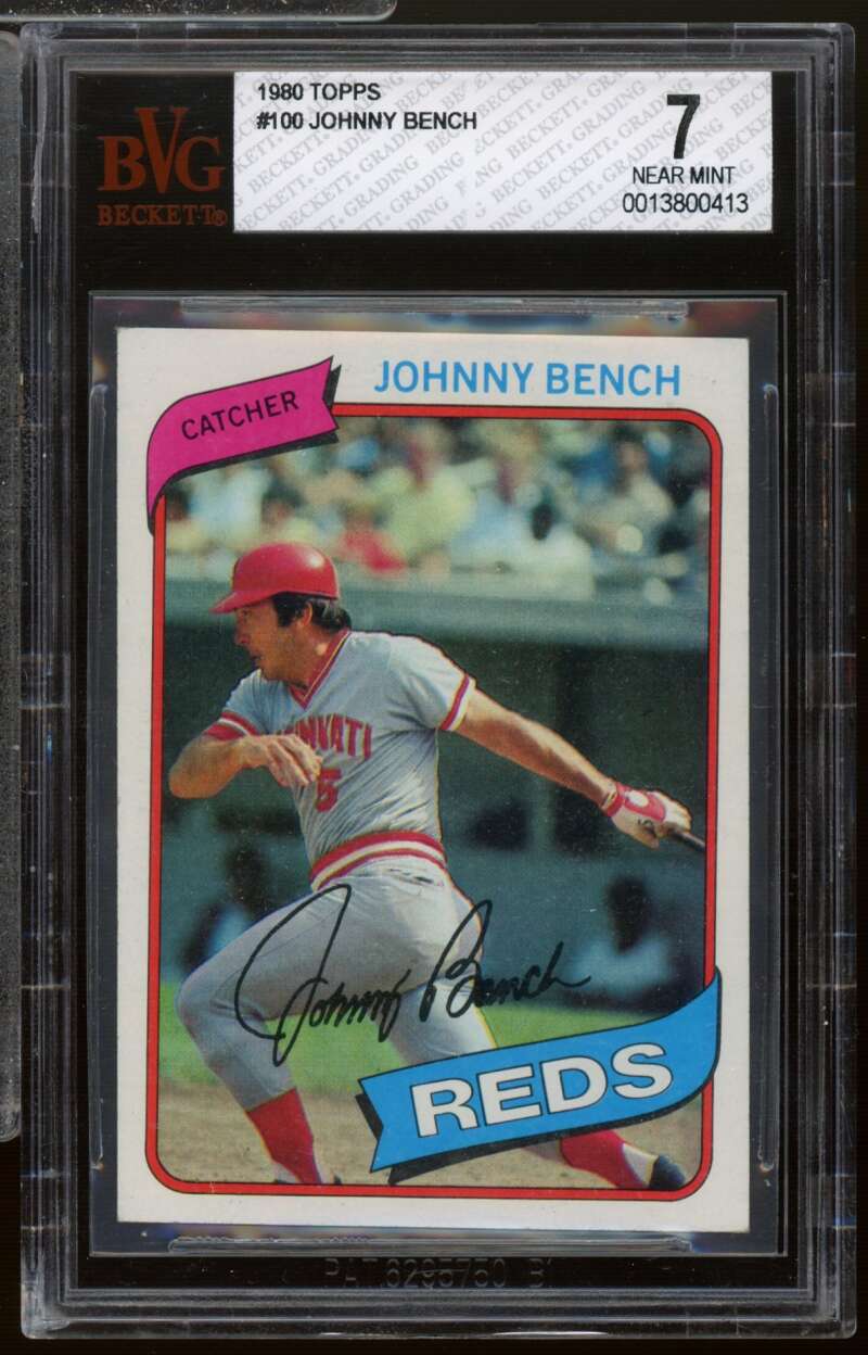 Johnny Bench Card 1980 Topps #100 BGS BVG 7 Image 1