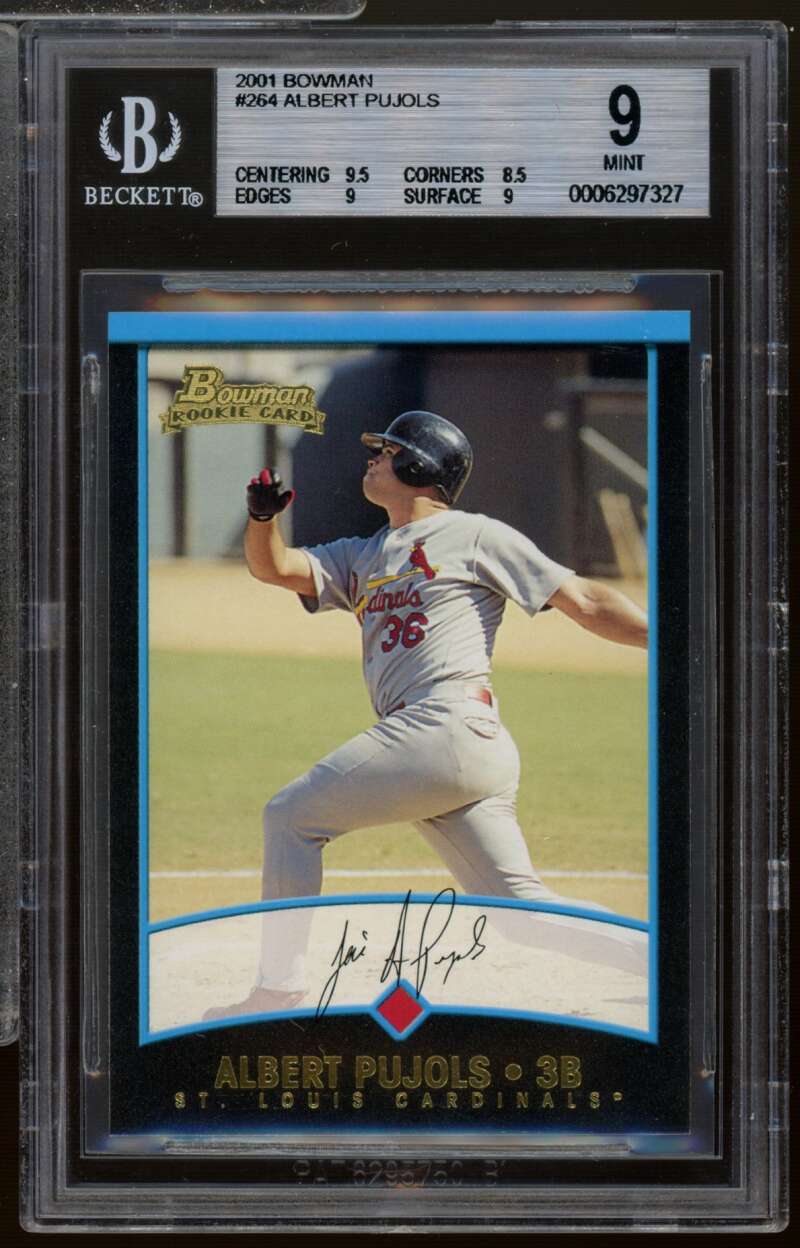 Albert Pujols Rookie Card 2001 Bowman #264 BGS 9 Image 1