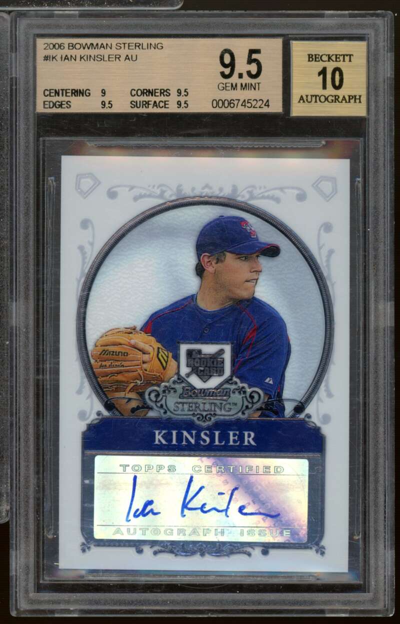 Ian Kinsler Rookie Card 2006 Bowman Sterling Autograph #IK BGS 9.5 Image 1