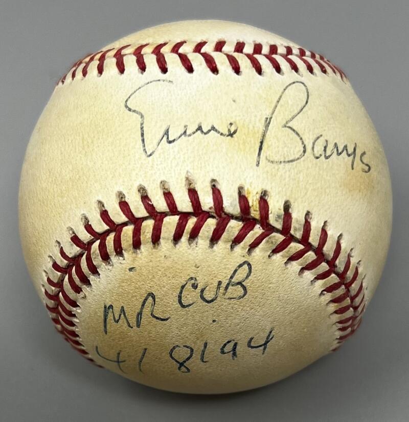 Ernie Banks Mr. Cub Autographed Signed Rawlings Baseball JSA Authentic Image 1